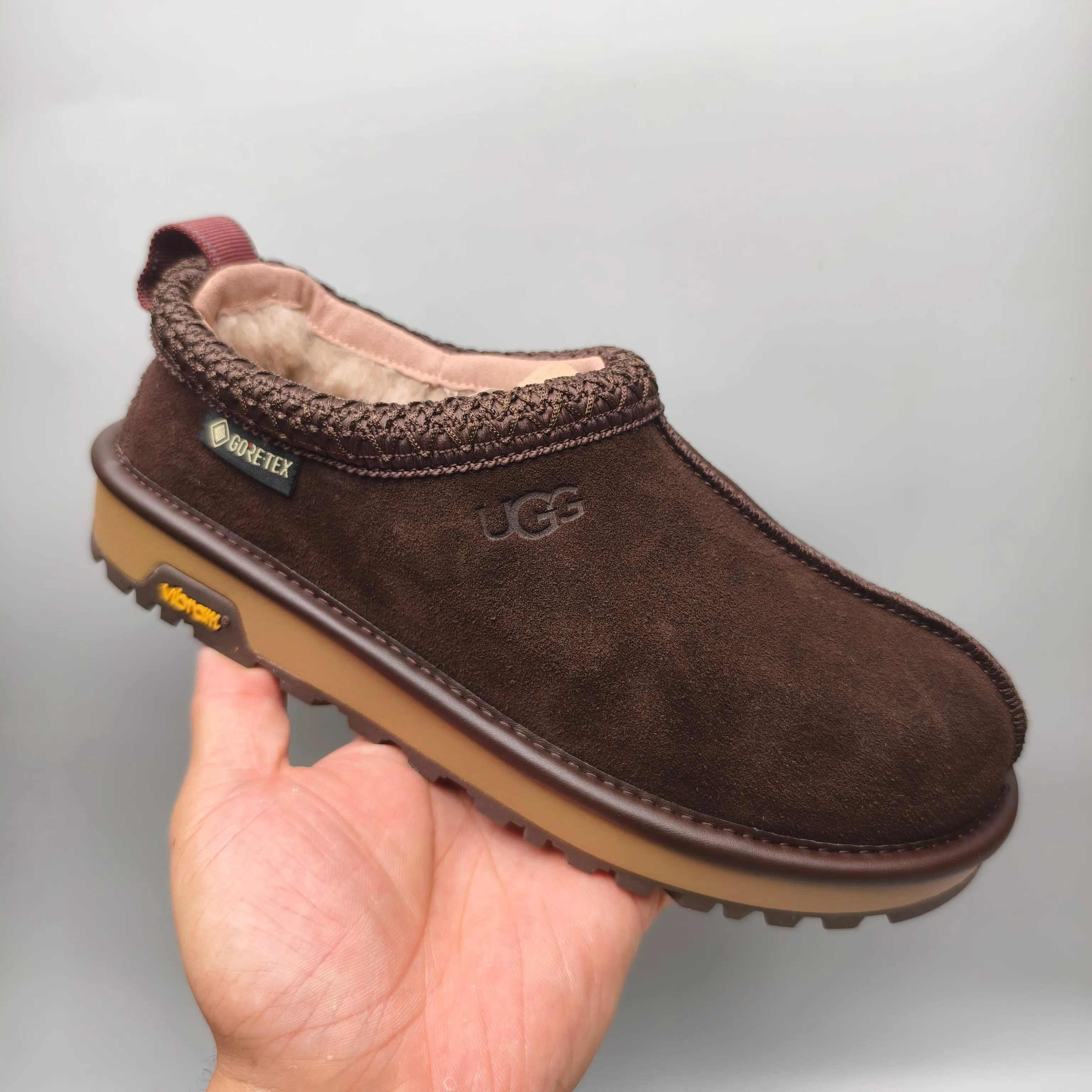 💰480 UGG sheepskin all-in-one snow boots, ethnic style casual trendy men's shoes, color: maroon, chocolate, black, matching sizes: 39-45